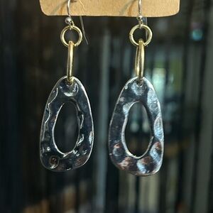 Hammered Silver & Gold Tone Dangle Earrings by Erica Lyons